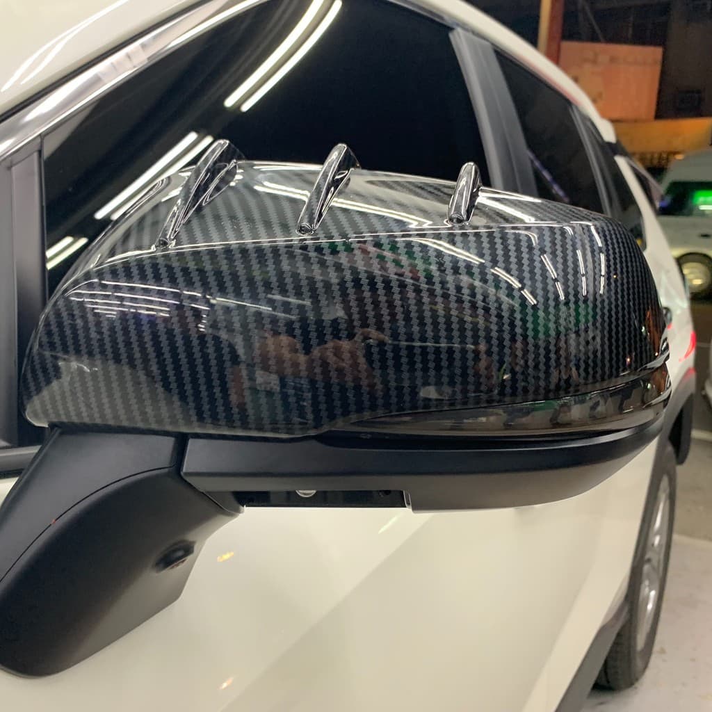 19+ Rav4 專用飛翼造型擾流牙卡夢水轉印後視鏡蓋|汽車裝飾|汽車百貨|汽車貼片|後視鏡|後照鏡|卡夢|保護貼 縮圖 2
