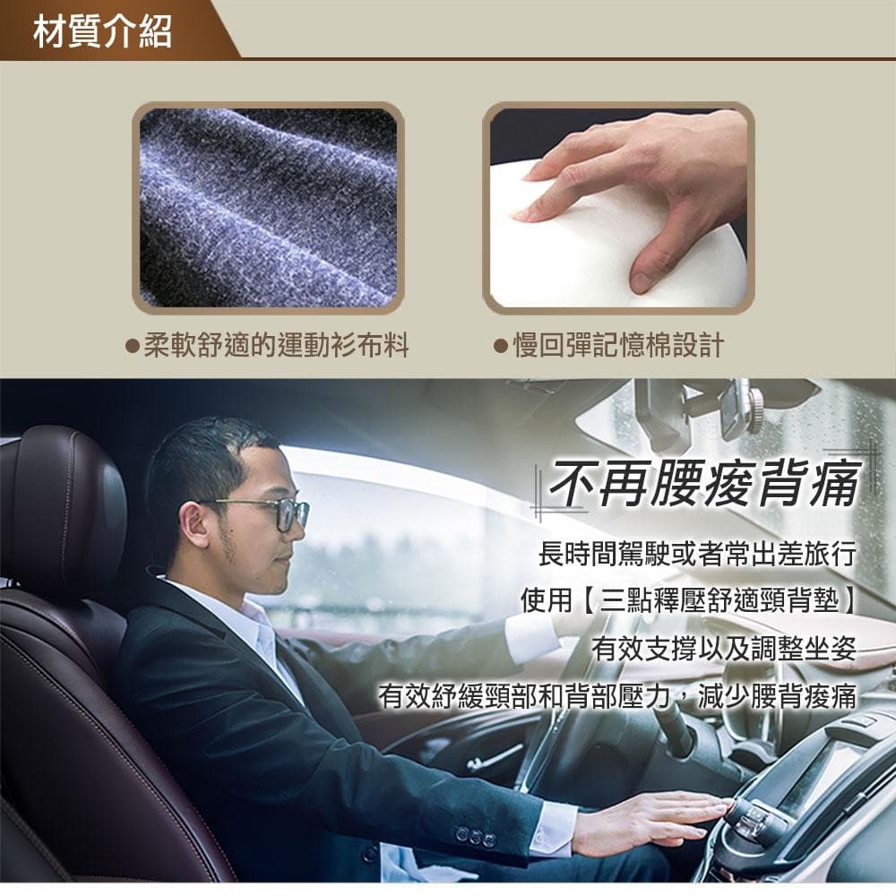 全車系通用三點釋壓舒適頸背墊 B5686-18 【BONFORM】 縮圖 6